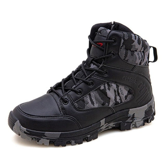 Outdoor Men Tactical Military Boots Suede Leather Mid Hiking Boots