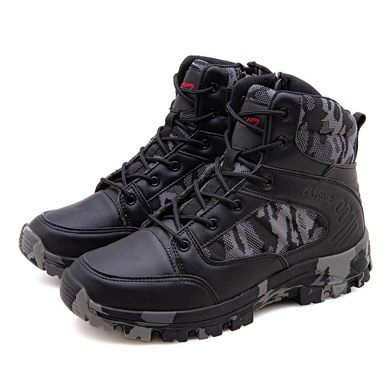 Outdoor Men Tactical Military Boots Suede Leather Mid Hiking Boots