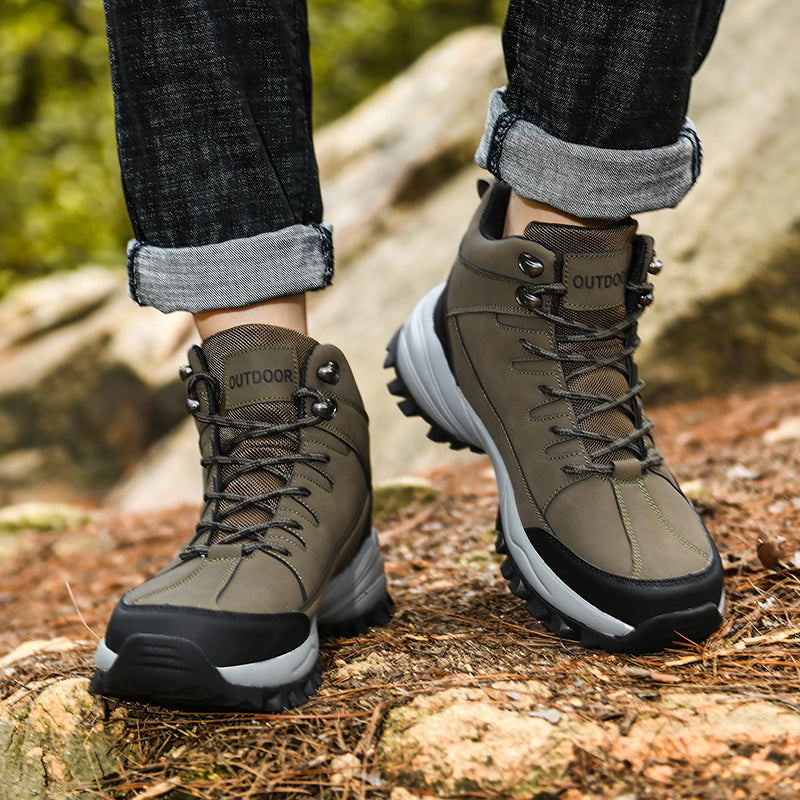 Winter Leather Boots, Waterproof Mid Outdoor Trekking Trails Boots